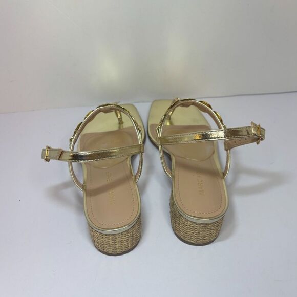 Marc Fisher Caylie Embellished Gold T-Strap Block Heel Sandals Womens - Picture 6 of 6